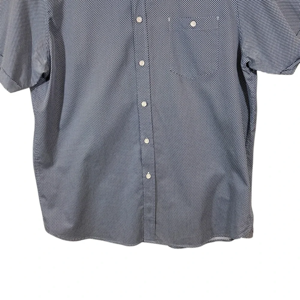 Ted Baker Shirt Mens 6 XL Short Sleeve Blue Geometric‎ Slim Office Pocket Cotton